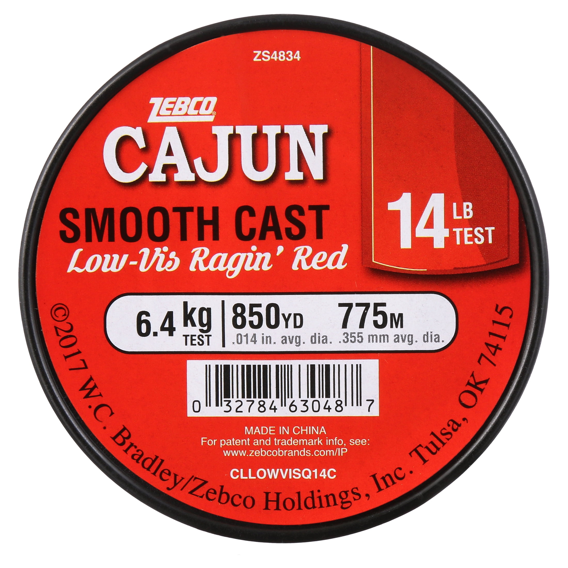 Zebco Cajun Line Smooth Cast Fishing Line, Low Vis Ragin' Red, 14-Pound  Tested
