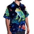 thumbnail image 2 of Starry Sky Frog Men's Hawaiian Shirt, Short Sleeve Printed Button Down Beach Casual Tops, Summer Spread Collar Men's Shirts, 2 of 6