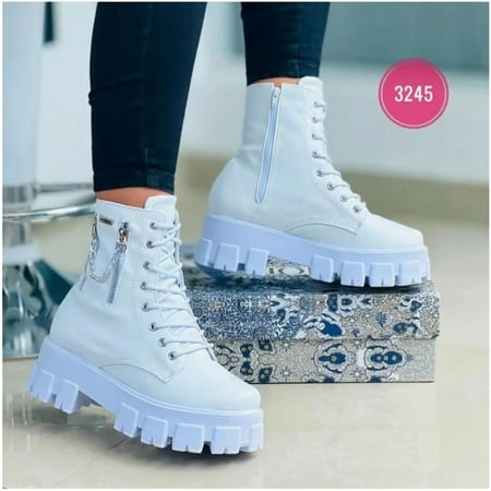 

2023 Winter Trend Women s Boots Patent Leather Zipper Warm Punk Gothic Combat Boots Lace Up Sports Casual Thick Sole Biker Boots