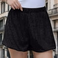 thumbnail image 4 of Htigea Women's Sequin Shorts Sparkly Elastic Waist Shorts Casual Trendy Holiday Party Short Pants Black L, 4 of 8