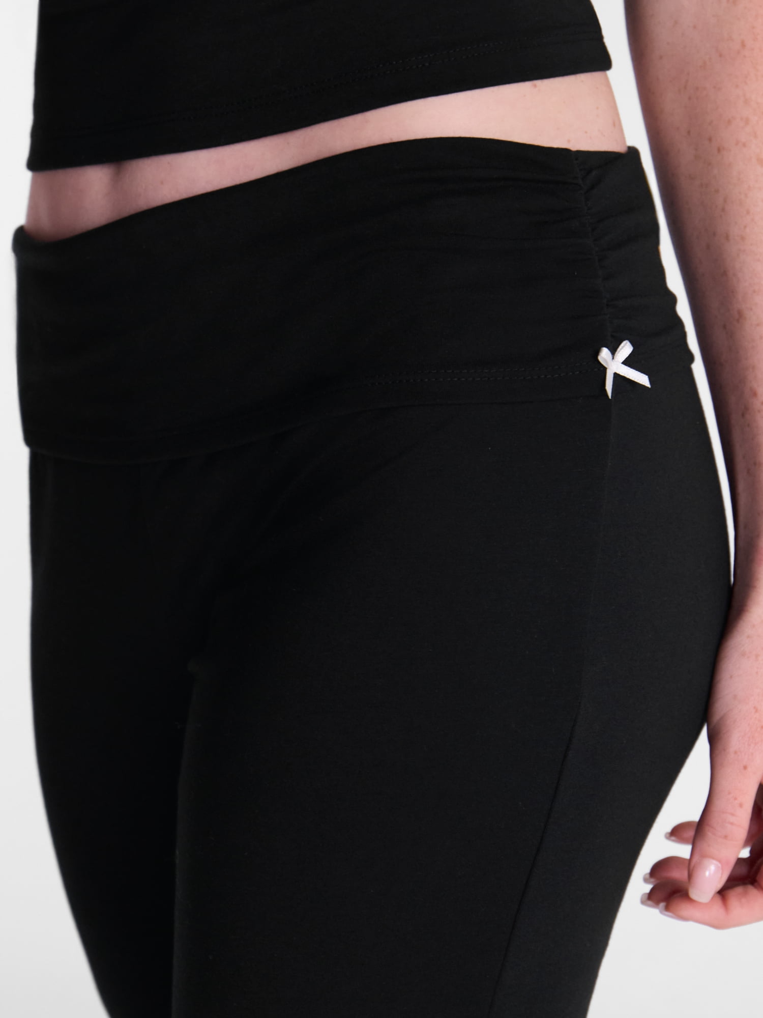 No Boundaries Cotton Blend Jersey Sleep Foldover Pants, 31'' Inseam, Women’s XXS-3X