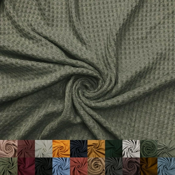 59" Wide Rayon Spandex Waffle Open Knit Fabric -Anti Wrinkle,Breathable Fabric by the Yard-210 GSM-for Sewing, Apparel, Clothing, Headbands, Decorations, School, Home, and DIY Projects-Green D