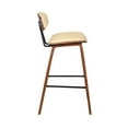 thumbnail image 6 of Armen Living Fox 25.5" Seat Height Cream Faux Leather and Walnut Wood Mid-Century Modern Bar Stool, 6 of 9