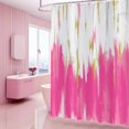 thumbnail image 3 of Hot Pink Shower Curtain, Pink White Gold Brush Strokes Graffiti Oil Painting Modern Art Abstract Bathroom Curtain Waterproof Fabric Machine Washable with Hooks, 84" Wx72 L, 3 of 6