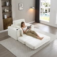 thumbnail image 5 of 52.4" Boneless Chaise Lounge Chair Indoor-Oversized Cloud-Like Cozy Comfy Modular 3-In-1 Sofa Bed for Reading, Living Room& Bedroom Corduroy Couch Sleeper (Beige), 5 of 11