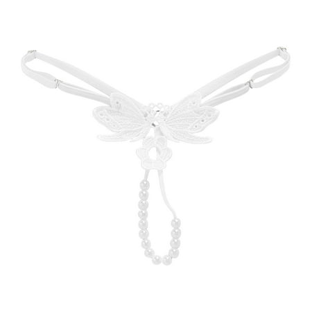White One Size Womens Transparent Hot Lace Panties Pack for Women Embroidered Pearl Massage T Women Briefs Cotton Pants Thong athletic Panties fors Panti