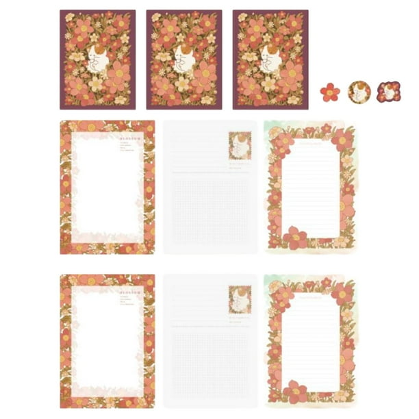 Papeles de escritura con sobres para escribir cartas, serie Floral, tarjeta de invitación, juego de papel de papelería para invitaciones de fiesta gatito Macarena Papel de papelería para escribir