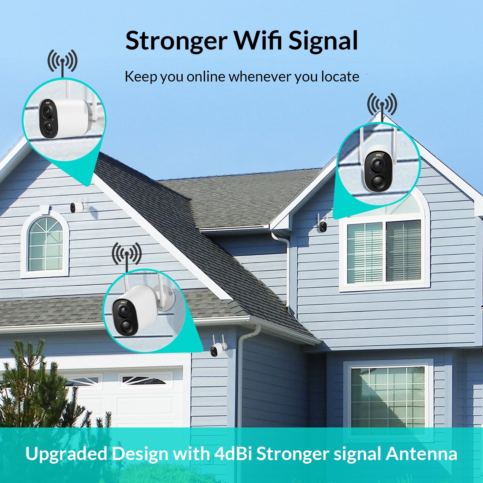 Netvue Solar Outdoor Security Camera Wireless Home Surveillance Camera - Only for 2.4GHz Wifi