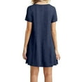thumbnail image 3 of B91xZ Robes d'Été pour Femmes Manches Courtes Col en V Fendu Haut Bas Robe Longue à Volants avec Ceinture, Bleu Foncé m, 3 of 4