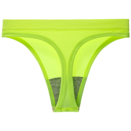 Scyoekwg Seamless Thongs for Women Thong Fashion Low Waisted Breathable Bikini Underwear Hipster Panties Ice Silk T-shaped Solid Color Ladies Panties Underpants(Green XL)