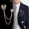 thumbnail image 6 of Men Brooch Suit Pin Metal Tie Clips Hat Scarf Tie Pins Chain Tassel with Rhinestone Exquisite Accessory Handmade Aureate, 6 of 10