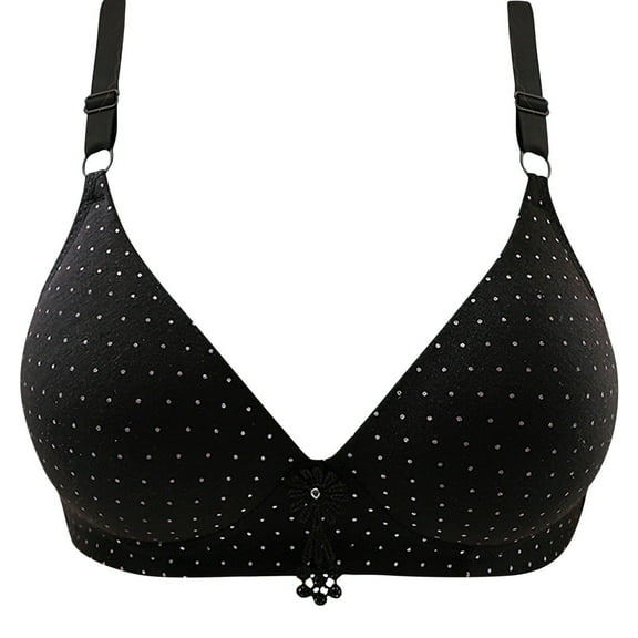 JSGEK 3PC Wirefree Comfort without Steel Ring Gathering Bra Soft Push up Plunge Solid Color Regular Fit Sexy Comfortable Breathable Bra Black L Bra for Ladies