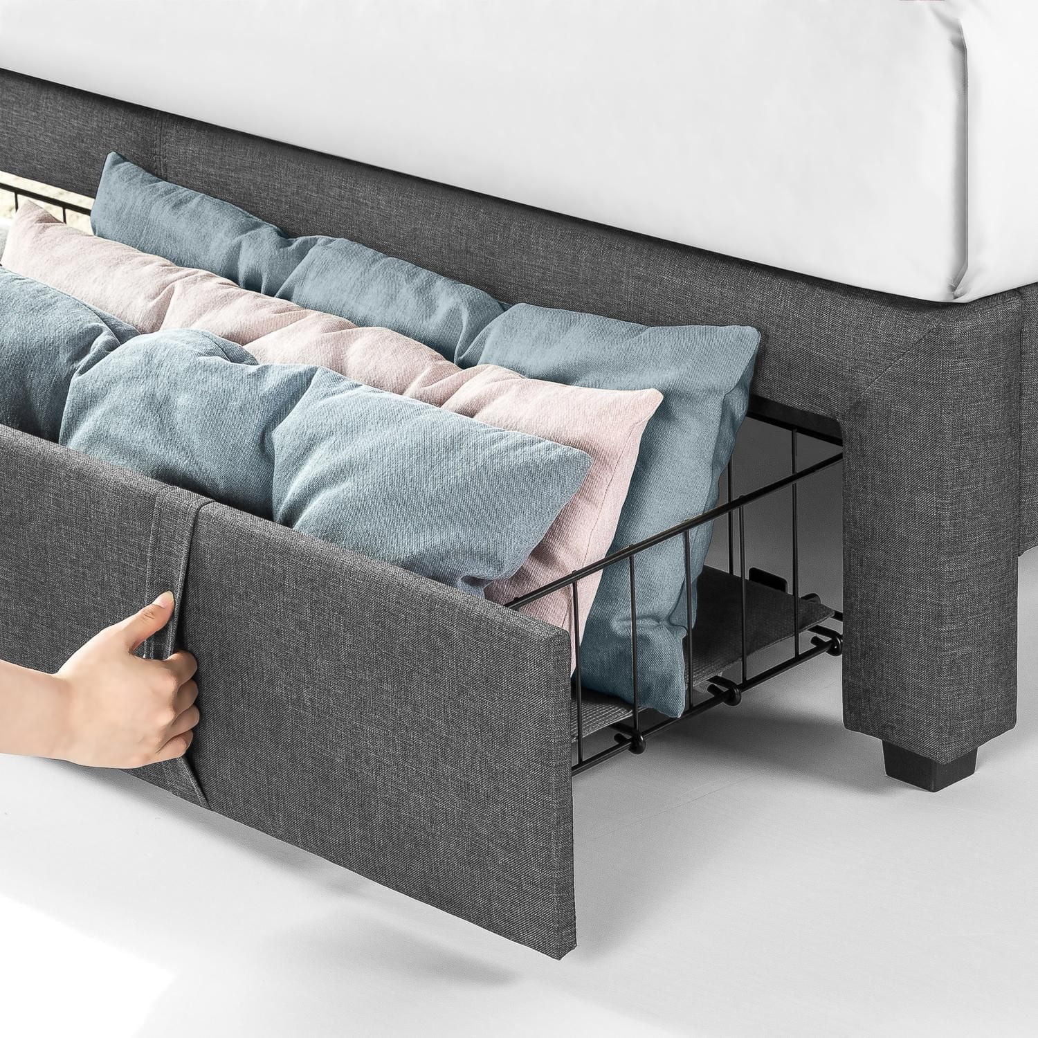 Zinus Lottie Upholstered Platform Bed Frame with Storage Drawer
