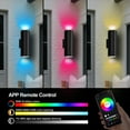 thumbnail image 5 of Smart RGBCW Up and Down Outdoor Wall Lights 120W, Dual Beam LED Wall Sconce with App & RF Control, 2700K-6500K Adjustable White, Color Changing Dimmable Exterior Light for Porch, Patio, Garage（2Pack）, 5 of 8