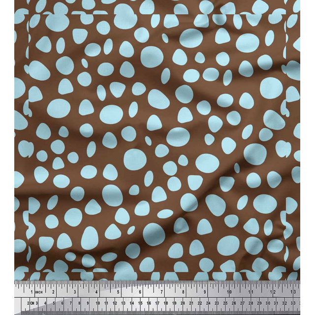 Soimoi Brown Heavy Satin Fabric Tumble Stone Abstract Decor Fabric Printed Yard 54 Inch Wide