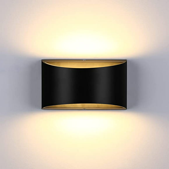 Qianli Modern LED Wall Light Dimmable Up Down Wall Sconce Indoor Black 12W Corridor Wall Lights for Stairs Bedroom Living Room, Warm White