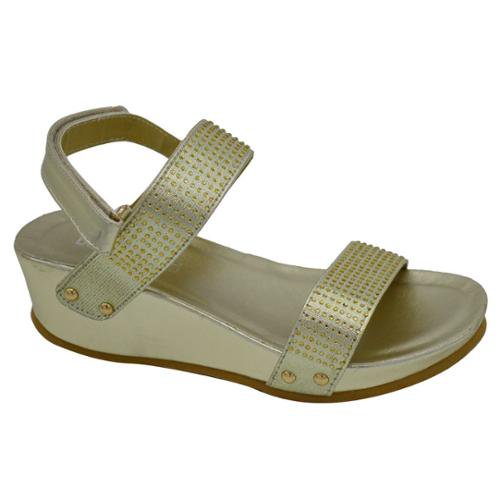Blossom Girl Little Girls Gold Studded Accents Open Toe Wedge Sandals 810 Toddler Walmart