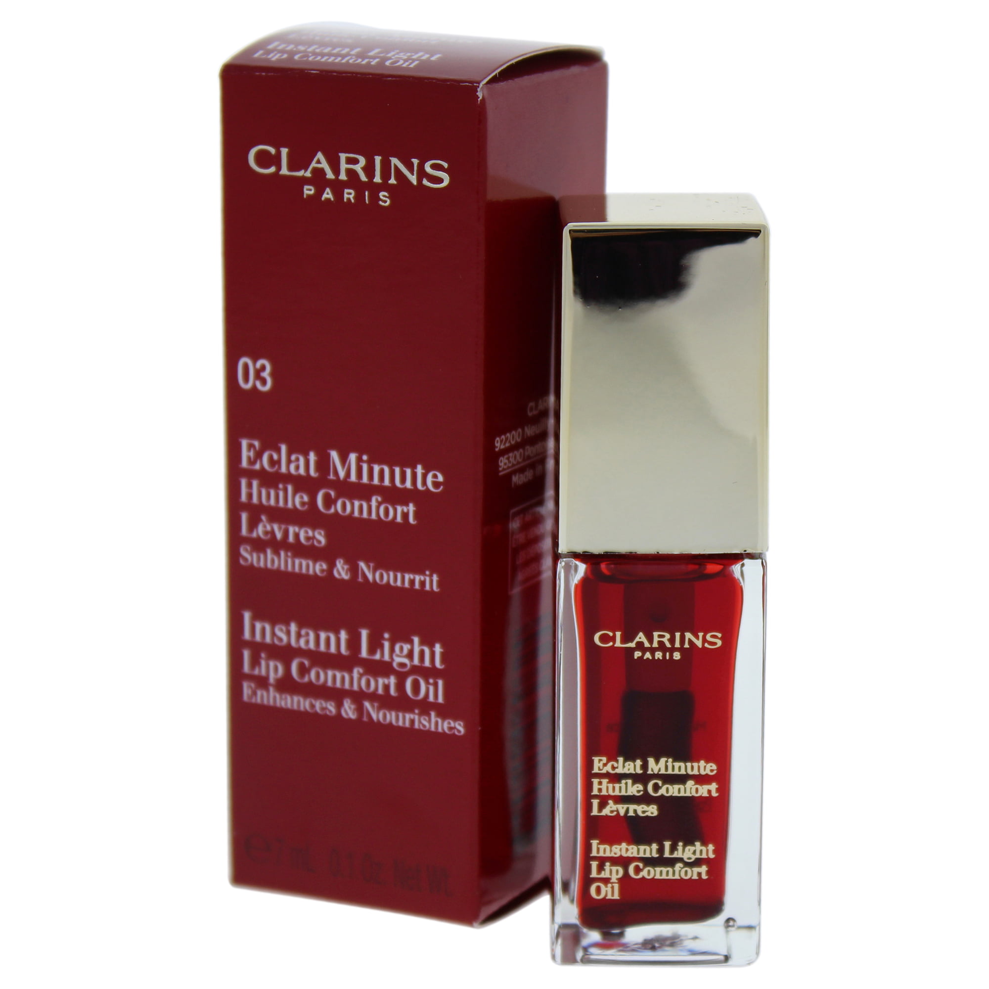 Clarins Instant Light Lip Comfort Oil # 03 Red Berry for Women, 0.1 -