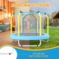 thumbnail image 6 of Aukfa 55" Trampoline for Kids, Indoor & Outdoor Toddler Rebounder with Safety Enclosure Net and Basketball Hoop for Boys & Girls, Blue, 6 of 8