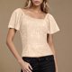 thumbnail image 2 of Mujeres de Manga Corta Tops Color Sólido Lentejuelas Moda Casual Top 95% Poliéster 5% Spandex, Nueva Blusa de Cuello Redondo para la Fiesta Y Diario, 2 of 6
