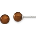 thumbnail image 1 of Sterling Silver Rh-Plated 6-7mm Coffee Fw Cultured Round Pearl Stud Earring Made In Canada qe12709, 1 of 6