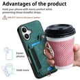 thumbnail image 6 of ShellTech for iPhone 16 Retro PU Leather Wallet Case with Card Holder Ring Stand RFID Function Credit Card Slot with Ring Stand Protective Cover Wrist Strap,Green, 6 of 10
