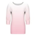 thumbnail image 7 of Sevevn Women's Round Neck Button 3/4 Quarter Sleeve Top Beach Vacation Clothes for Women Gradient Pink XXL, 7 of 7