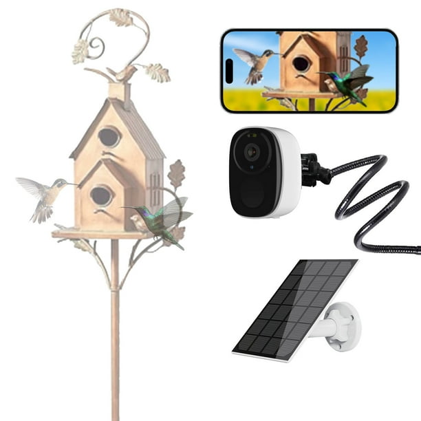 TopLLC Mangeoire à Oiseaux Intelligente Solaire Caméra HD Vision Nocturne Enregistrement Vidéo Automatique Et Détection De Mouvement IP66 Produits D'Observation D' Oiseaux