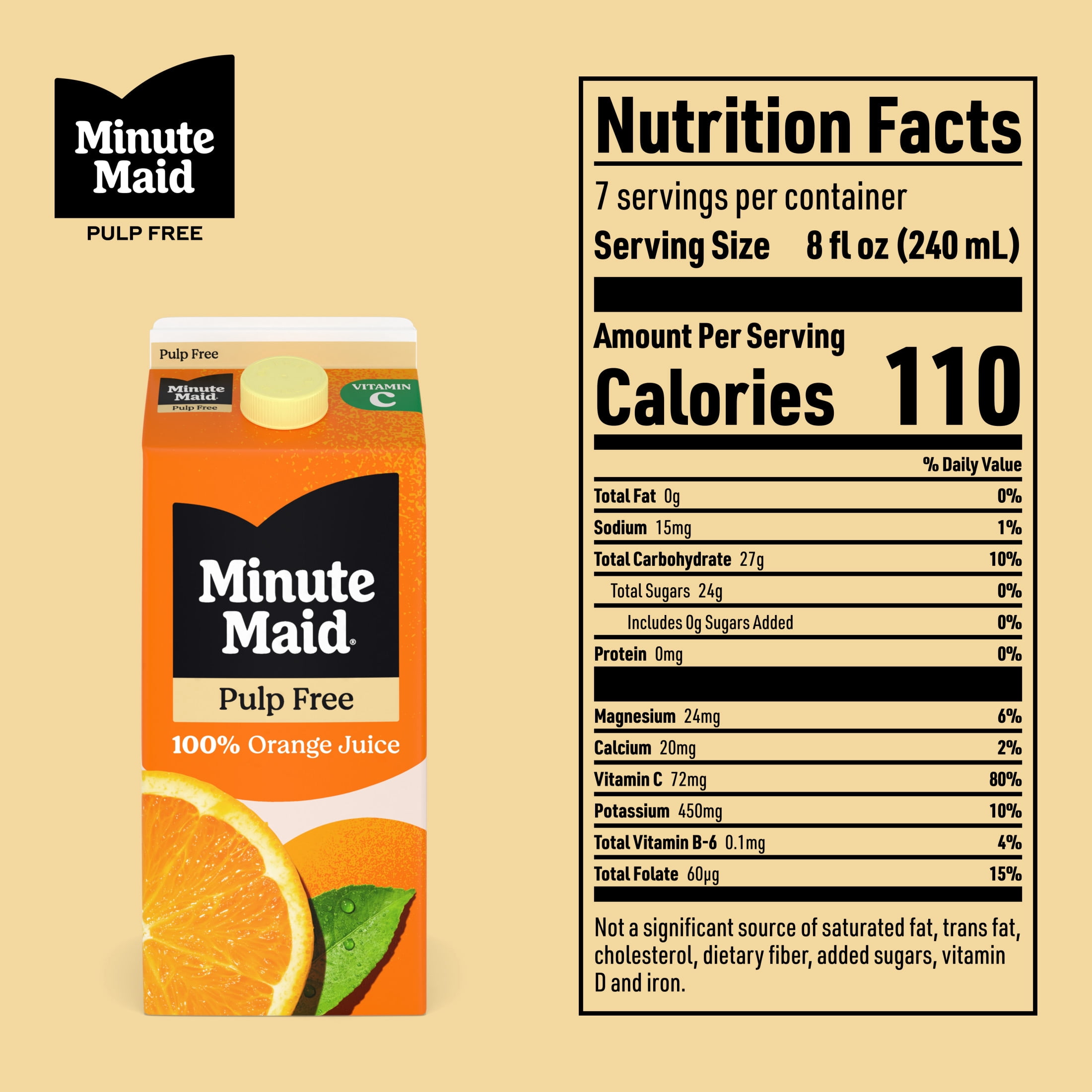 Minute Maid Pulp Free Orange Juice Carton, 59 fl oz