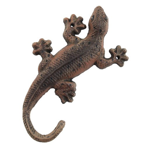 Decorative Rustic Lizard Gecko style double hanger clothes hook 