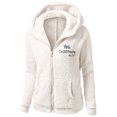 thumbnail image 2 of Xysaqa Plus Size Fleeces Jacket for Women, Womens Warm Winter Zip Up Hooded Teddy Coat Outerwear with Pockets S-5XL Letter Printed, 2 of 4