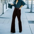 thumbnail image 3 of Pantalones de mujer de cintura alta pantalones de color puro pierna ancha casual cómodo para el hogar al aire libre marrón L, 3 of 6