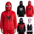 thumbnail image 4 of Men Women Full-Zip Hoodie, Hero Web Print Costume Sweatshirt, Lightweight Cosplay Outfit for Halloween & Theme Events Black L, 4 of 4