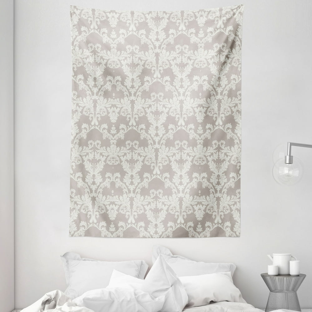 Taupe Tapestry, Nature Garden Themed Pattern with Damask Imperial Tile ...