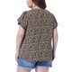 thumbnail image 3 of Blusas de verano de talla grande para mujer Agnes Orinda, con cuello en V, flores, mangas cortas, estilo tulipán, 3X, negro, 3 of 6