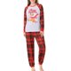 thumbnail image 2 of Qarigey Pijamas familiares Navidad Vacaciones Impreso Plaid Ropa de dormir Manga larga Cuello Loungewear Pijama MUJER L, 2 of 6