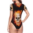 thumbnail image 4 of Gaeub Satanic Skull Women'S Short Sleeve One Piece Swimsuit Sexy High-Waisted Bodysuit For Swimming, Beach, Sports - X-Large, 4 of 9