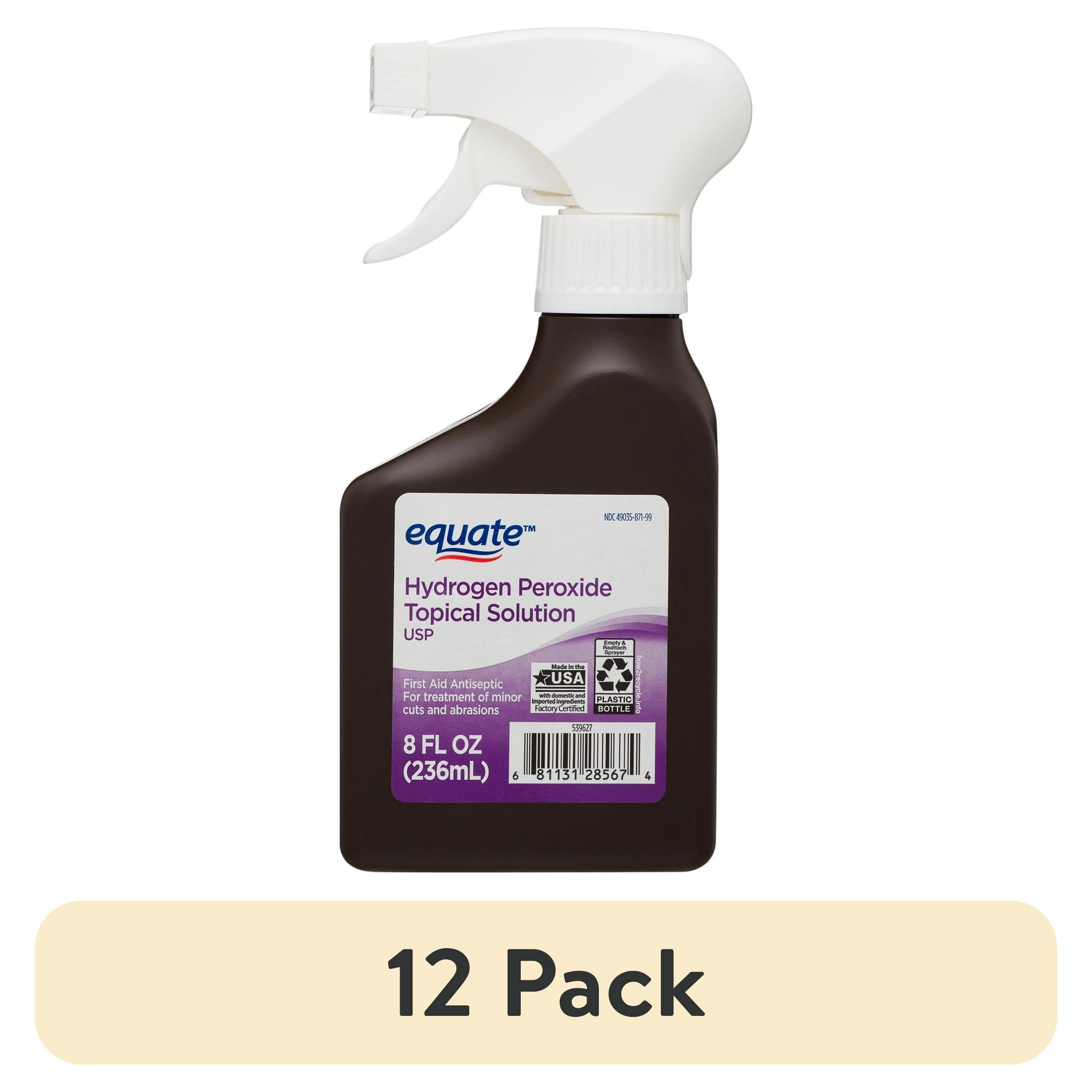 (12 pack) Equate 3% Hydrogen Peroxide Topical Solution Antiseptic Spray, 8 fl oz