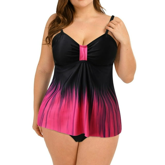 Tankini Tops For Women Swimwear Top Only Bathing Suits Plus Size Swimsuit Two Piece Ruffled Tankini Tummy Control