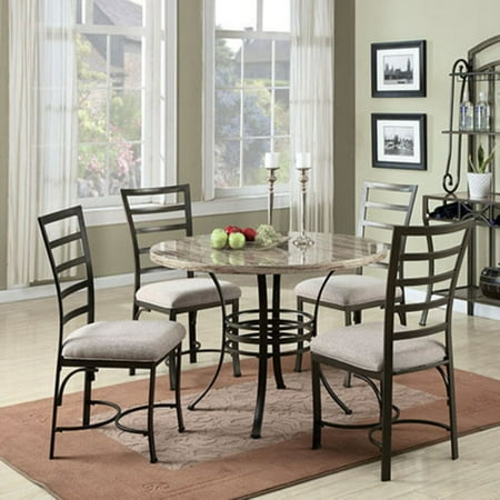 Acme Furniture Daisy 5 Piece Round Faux Marble Dining