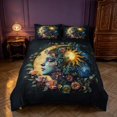 thumbnail image 2 of Homewish Hippie Sun Moon Duvet Cover Queen, Flower God Queen Bedding, Black Reversible 3 Pieces, 1 Duvet Cover and 2 Pillowcases, 2 of 6