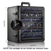 Miniature Storage Case for Collectibles Miniatures, Miniature Display Cases with 6 Trays, Large Size Miniatures Transport Case (Black)