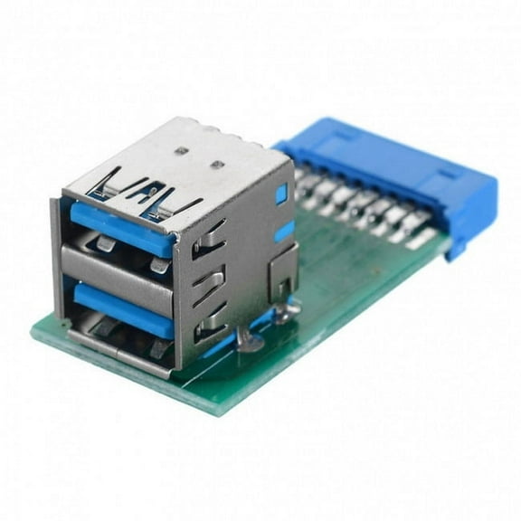 CY Vertical Dual USB 3.0 A Type Female to Motherboard 20 Pin Box Header Slot Adapter PCBA