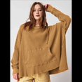 thumbnail image 4 of Sudadera con Capucha Extragrande para Mujer, Jersey con Mangas Murciélago y Cuello Redondo, Jersey con Diseño de Gofre Marrón S, 4 of 9