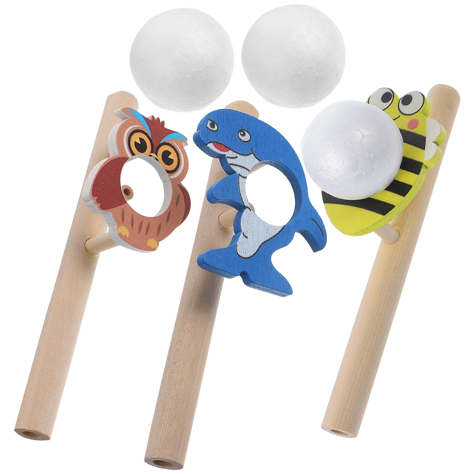 Floating ball toys 3pcs Interesting Ball Blowing Toy Wooden Floating