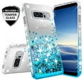 thumbnail image 1 of Compatible for Samsung Galaxy Note 8 Case, with [Temper Glass Screen Protector] SOGA Diamond Glitter Liquid Quicksand Cover Cute Girl Women Phone Case [Clear/Teal], 1 of 6