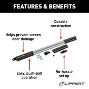 Lippert Components 2021000090 Screen Door Push Bar; Single Bar Style; Adjustable From 26 Inch To 30 Inch Width Doors; Black/ Silver