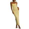 thumbnail image 2 of Women's Summer Long Fitted Dress Sleeveless Contrast Color Split Hem Spaghetti Strap Dress, 2 of 9