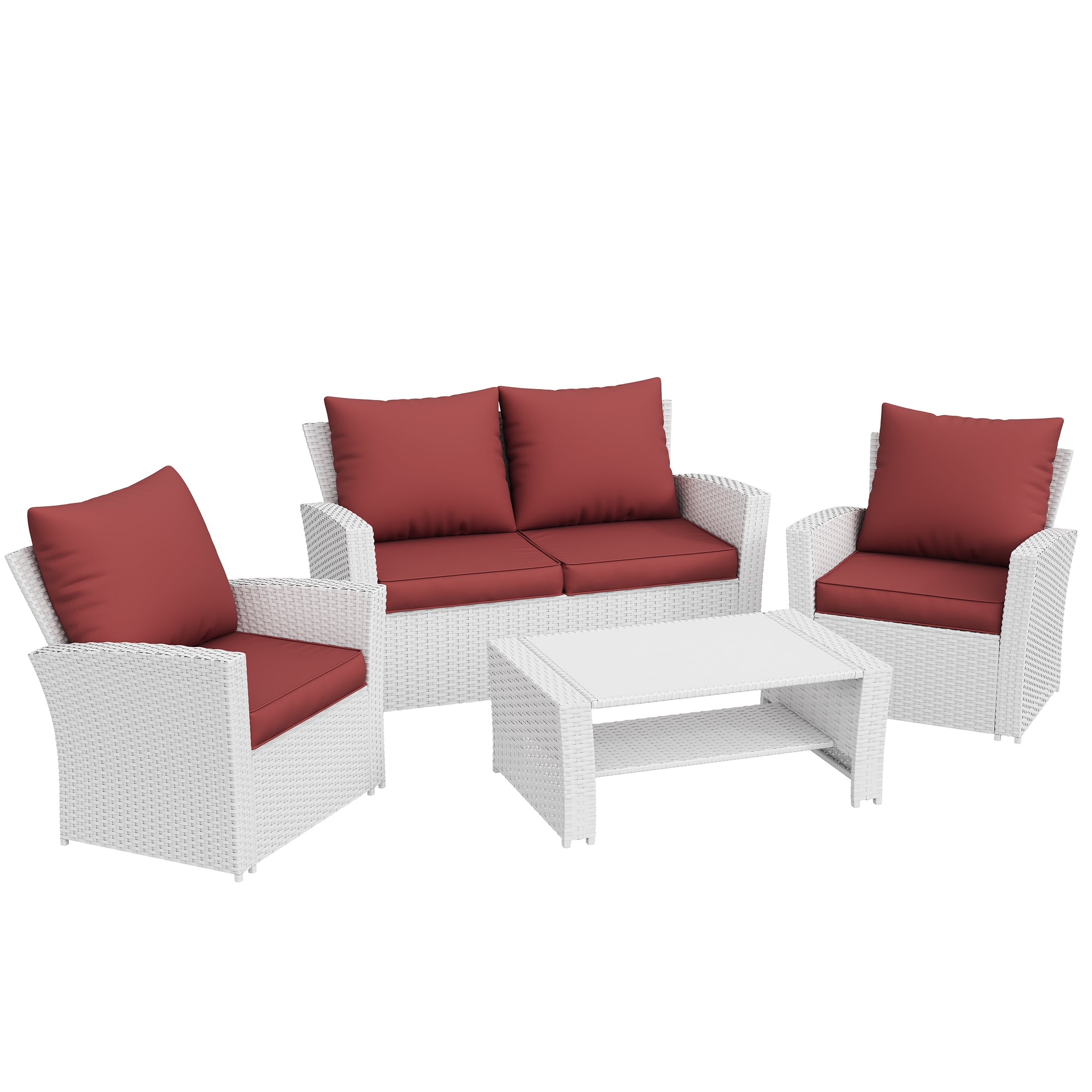 UDPATIO Outdoor Cushions for Patio Furniture, 4'' Replacement Cushions for Outdoor Furniture, Set of 4 Water-Resistant Outdoor Sectional Cushions for Sofa Couch Chair (Red)
