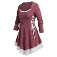 thumbnail image 2 of Camiseta de Brezo con Cordón Combinado en Talla Extra Rosegal  Mangas largas de talla grande, 2 of 5